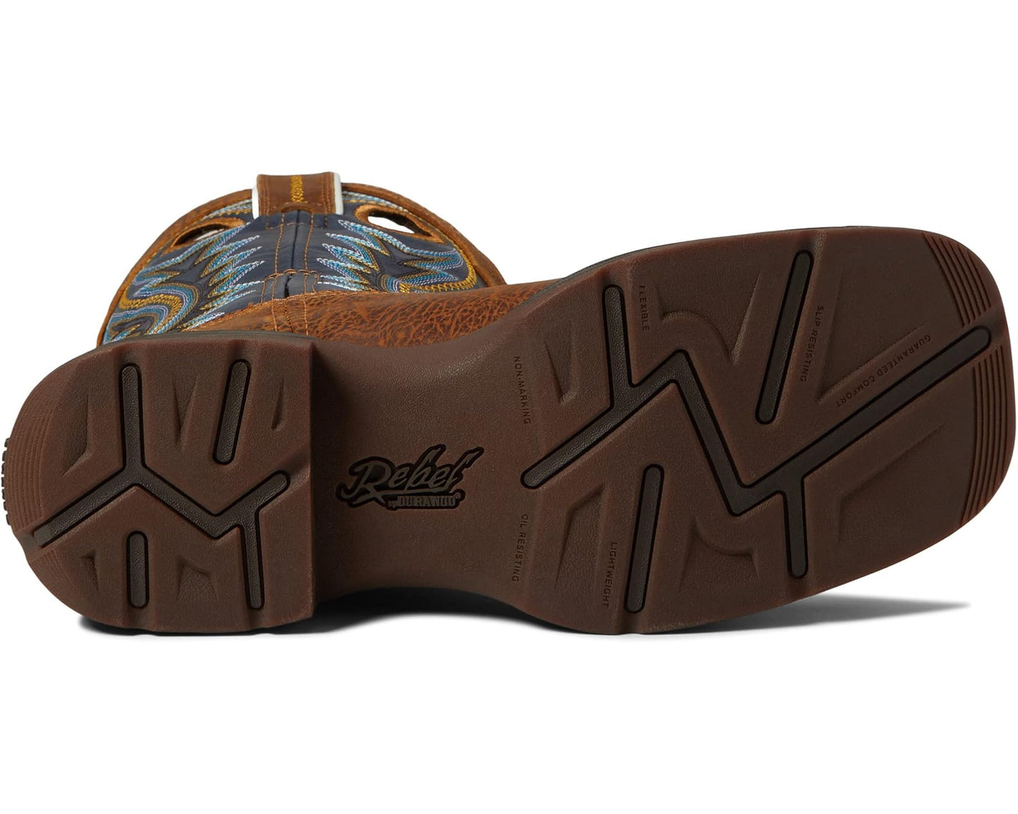 Men's Durango Rebel 11 Western Wide Toe Box Rustic Tan/Navy