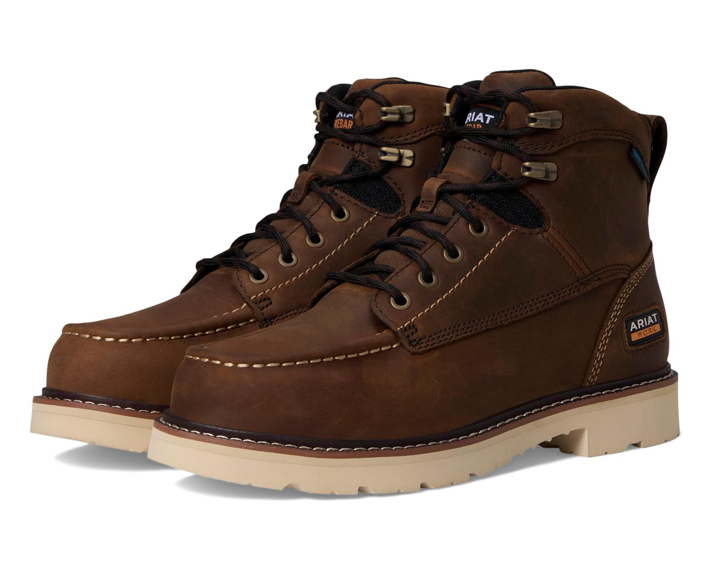 Men's Ariat Rebar Lift 6 Waterproof Work Boots Distressed Brown