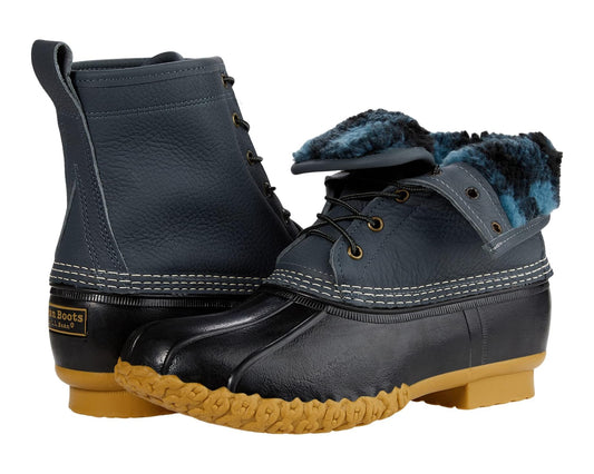 Men's L.L.Bean Bean Boots 8 Fleece Lined Insulated Iron/Black/Gum/Slate Plaid