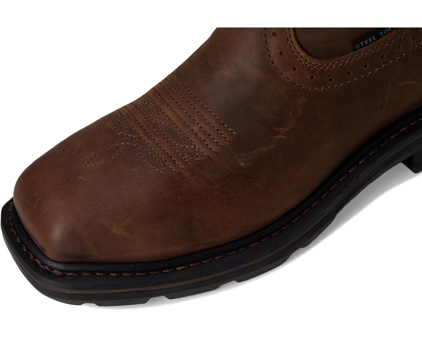 Men's Ariat Sierra Shock Shield Patriot Steel Toe Work Boots Distressed Brown