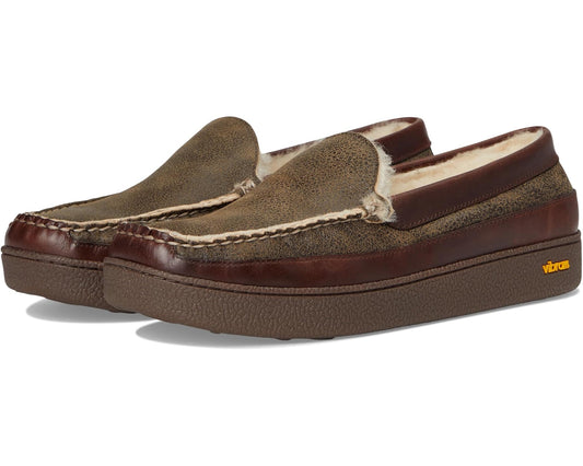 Men's L.L.Bean Lodge Moc Vibram Shearling Slippers Deepest Brown