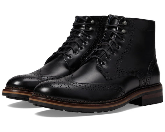 Men's Johnston & Murphy Connelly Wing Tip Boot Black Full Grain