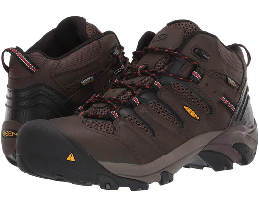Men's KEEN Utility Lansing Mid Waterproof Steel Toe Cascade Brown/Brindle