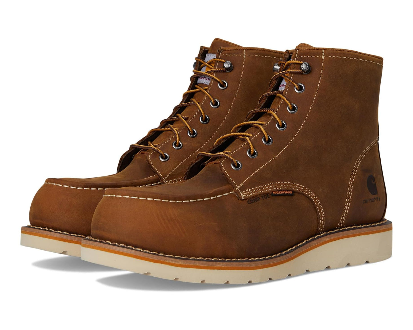 Men's Carhartt 6 Waterproof Moc Nano Toe Wedge Work Boots Light Brown