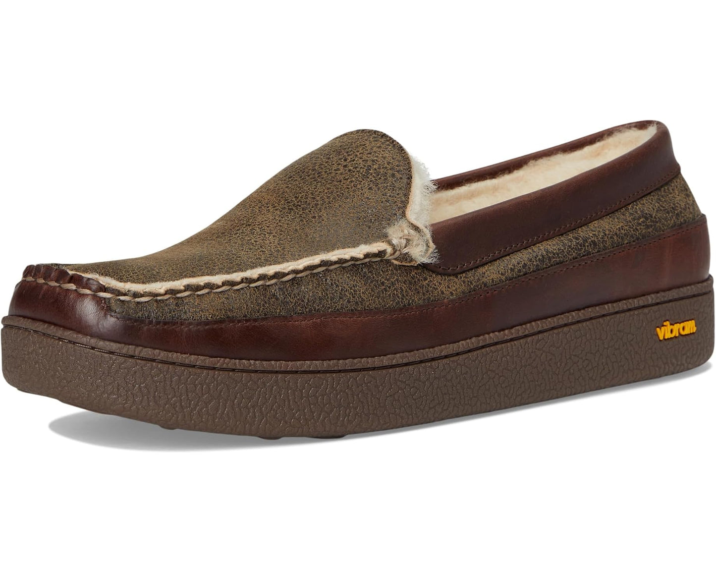 Men's L.L.Bean Lodge Moc Vibram Shearling Slippers Deepest Brown