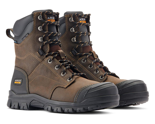 Men's Ariat Treadfast 8 Waterproof Steel Toe Work Boots Dark Brown